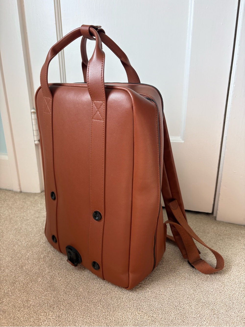Monos Metro Backpack Vegan Leather Saddle Tan Travel Luxury - Base Bag Only